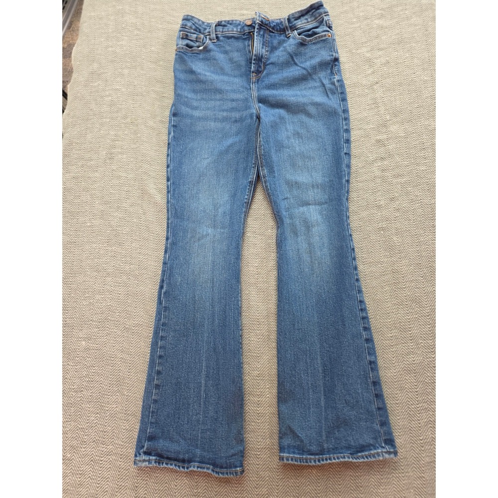 Old Navy Extra High Rise Flare Jeans Medium Blue Size 6 Secret Smooth Pockets